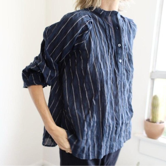 Pietsie Linen Blend Striped Atlin Top Size Extra Small - Picture 4 of 12